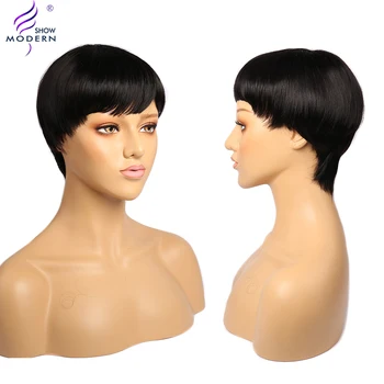 

Modern Show Brazilian Short Straight Human Hair Short Bob Wigs For Women Machine Made Cheap Wig 150% Density Non Lace Wig