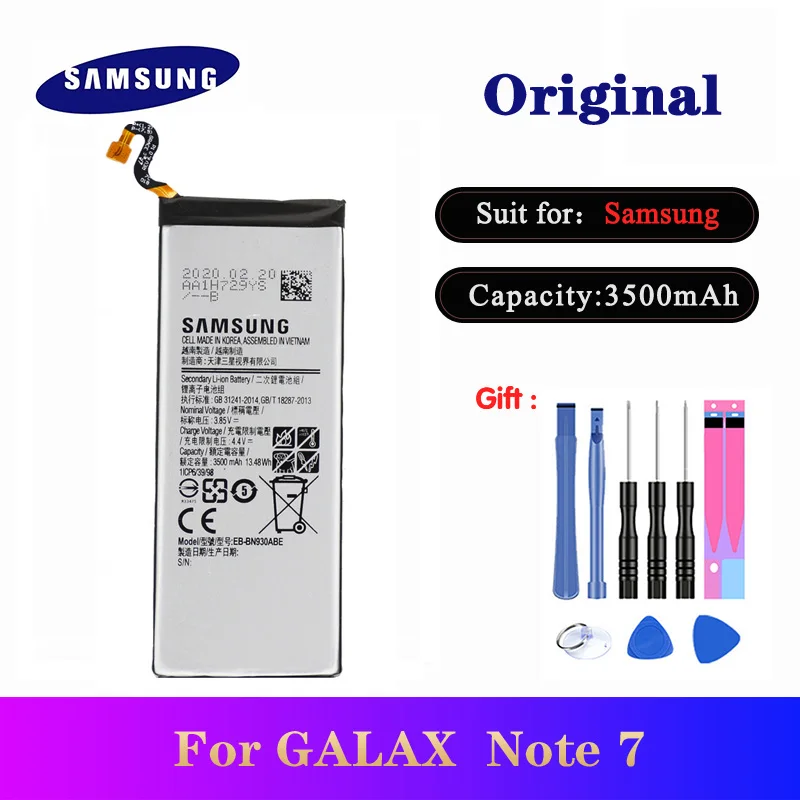 

100% Original Replacement Battery EB-BN930ABE For Samsung Galaxy Note 7 High Quality Phone Batteria Akku 3500mAh +free Tools