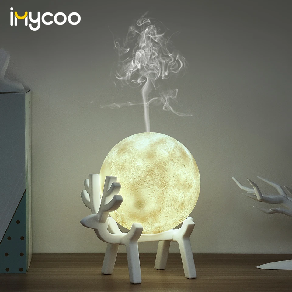 880ml Ultrasonic Moon Air Humidifier Aroma Essential Oil Diffuser Usb