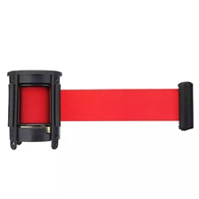 Barrière de ruban rétractable Sport extérieur, support mural, Queue de Stanchion, ceinture rouge, ruban de protection en acier inoxydable 5m