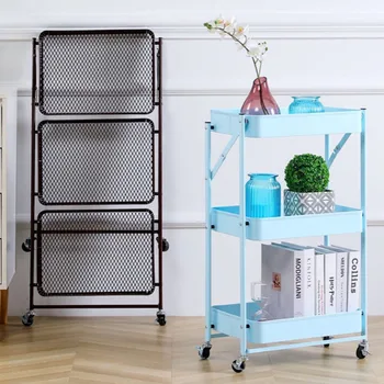 

3 Layer Movable Gaps Kitchen Storage Rack Slim Slide Tower Assemble Metal Bathroom Shelf Wheels Space Saving Organizer