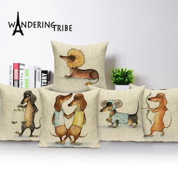

Cute Boston Terrier Cushion Cover Cute Animal Home Decorative Cushions Covers Dachshund Dog Linen Decor Pillow Case Kissenbezug