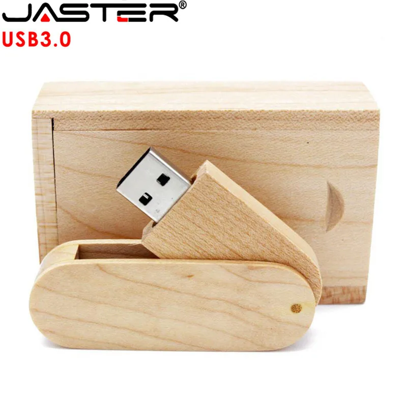 JASTER USB 3 0 Логотип Настраиваемый вращающийся деревянный usb + коробка флеш