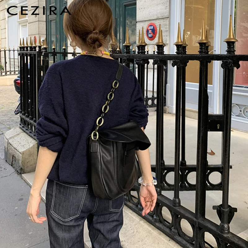 CEZIRA, брендовые Модные женские большие сумки на плечо из Веганской кожи, женские повседневные вместительные сумки с клапаном, женские роскошные сумки с цепочкой из мягкой искусственной кожи