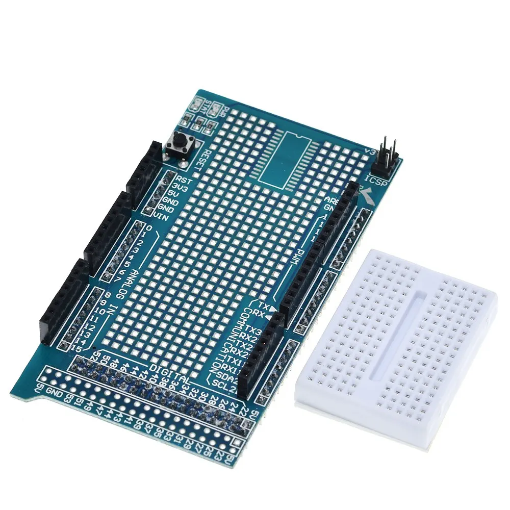 MEGA 2560 R3 Proto Prototype Shield V3.0 Expansion Development Board + Mini PCB Breadboard 170 Tie Points for arduino DIY