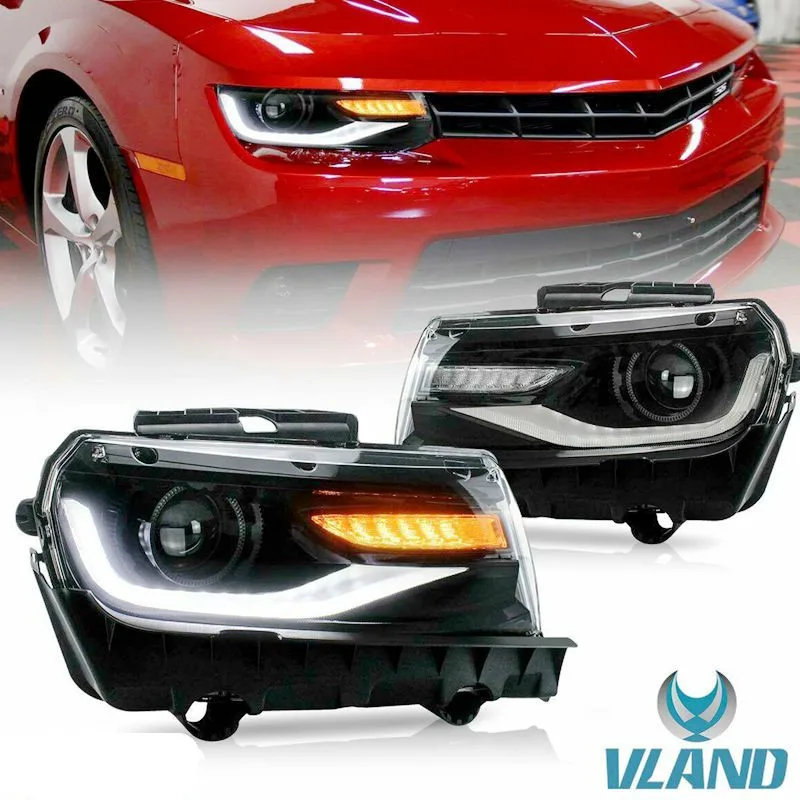 Высококачественные Заводские фары VLAND для Chevrolet Camaro светодиодный последовательный проектор DRL передние лампы