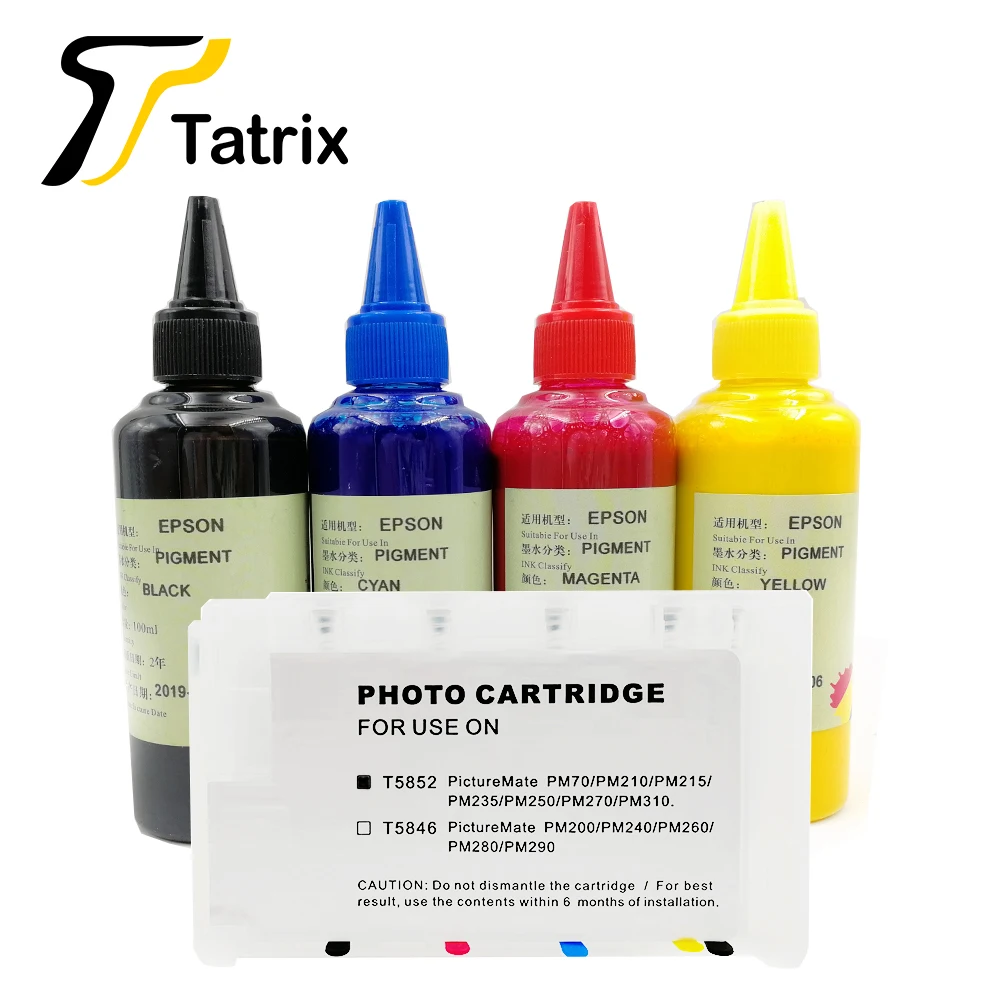 empty add PG ink Tatrix полный чернила перезаправляемый картридж для T5852, T5852 для Epson PictureMate PM210 PM235 PM250 PM270 PM310 PM215 PM245. С ARC - Цвет: empty add PG ink