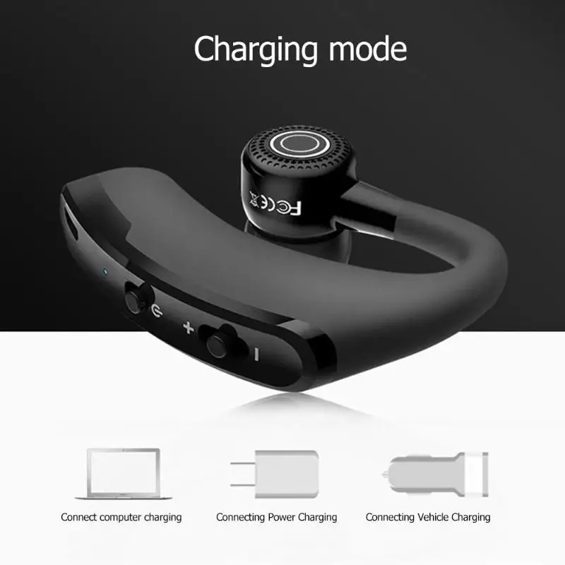 V9 Wireless Bluetooth Earphone Handsfree Noise Control Business Ear hook Headset with Mic Sport Music headphone For iPhone