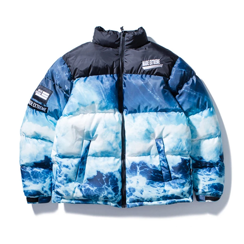 Seveyfan Марка NEW FASHION Hi Street в стиле «хип-хоп» мужские парки Цвет блока лоскутное Теплая плотная куртка зимняя Повседневное верхняя одежда с рисунком для мальчиков R2449