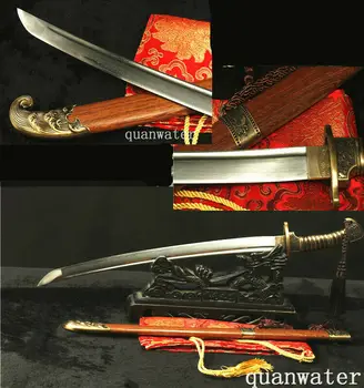 

30" DAMASCUS FOLDED STEEL BLADE FULL TANG ROSEWOOD JAPANESE SWORD