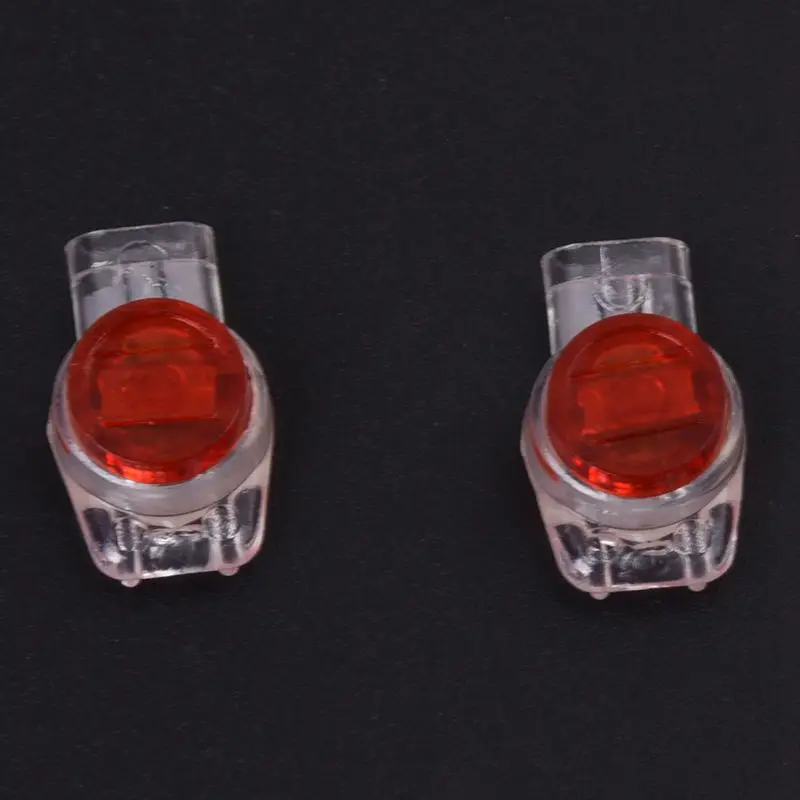 100 Pcs Data Phone Wire Butt Splice 3 Ports UR Connectors Red Clear