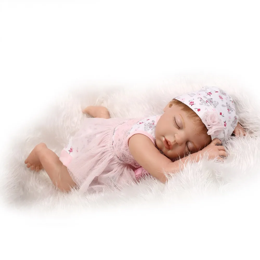 NPK 55 см силиконовый винил настоящий мягкий на ощупь reborn baby реалистичный новорожденный спящий сладкий ребенок Дети Рождественский подарок