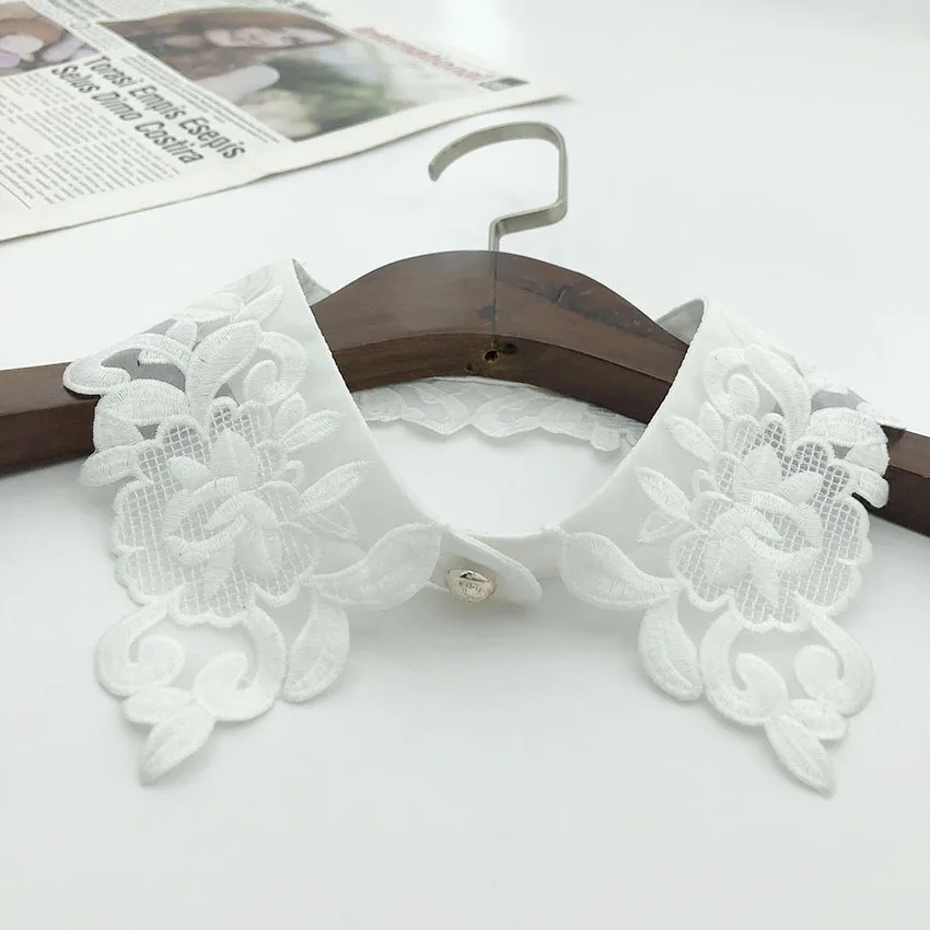 

Korean Women Embroidered Lace Fake Collars Female Shirt False Collar Removable Half Shirt Blouse Tops Detachable Collar