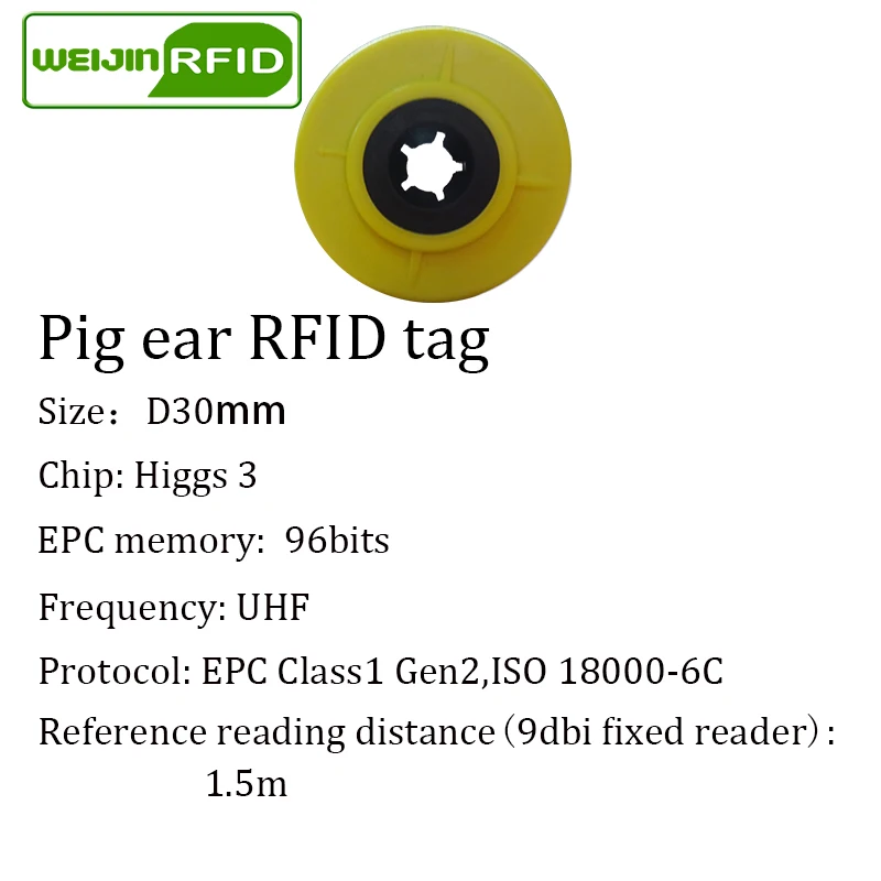 UHF rfid Метка Трассировка электронные ушные метки для животных EPC Gen2 ISO18000-6C 915m 868m 860 MHz-960 M Alien higgs3 круговая rfid бирка на Свиное ухо