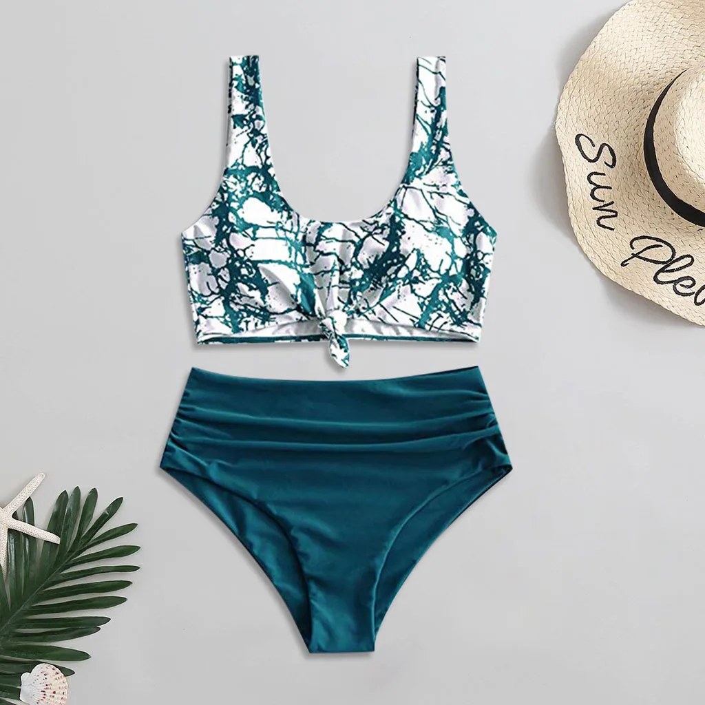 Раздельный купальник SAGACE из двух предметов с открытыми плечами и чернильным