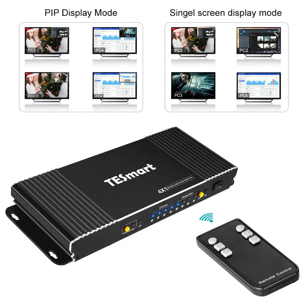 HDMI KVM переключатель 4X1 бесшовный w/PIP 4 порта s коммутатор USB2.0 4K @ 30Hz контроль шт вход