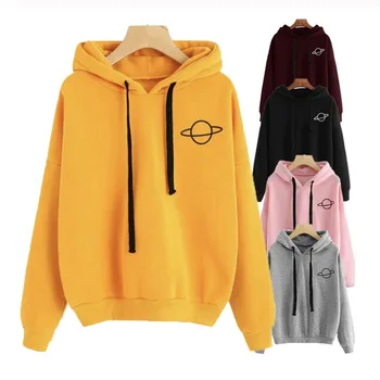 

Women Hoodies Sweatshirt Oversize Pullover Kawaii Fleece Harajuku Yellow Hooded Top Casual Female Daily Loose Jumper DFM-4500