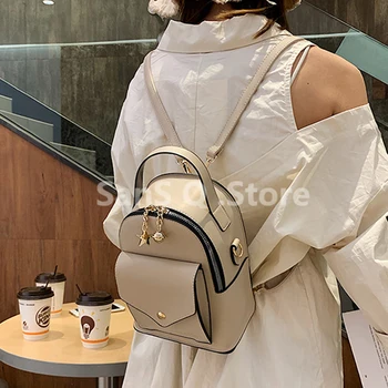 

Backpack Women Fashion for School Bags Leather Shoulder Bag for College Teenger Girl Simple Lady Casual Daypacks Mochila Female