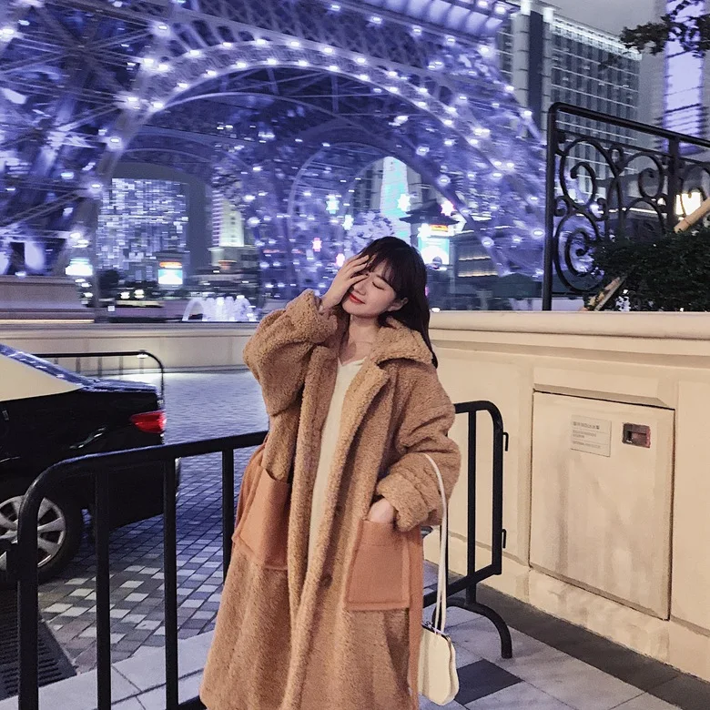 Модное пальто для фотосессии в стиле шик, зима, стиль, женское платье, Ретро стиль, лень, большой карман, берберский флис
