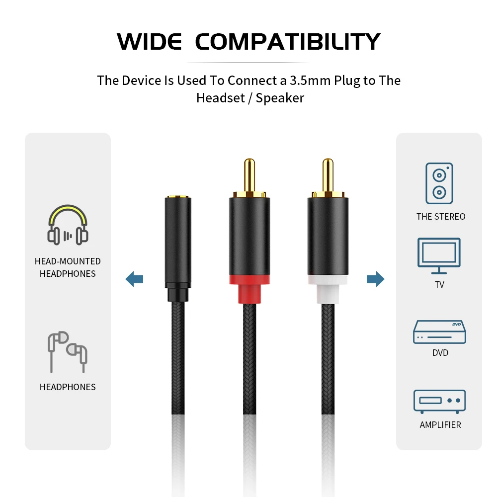 RCA ̺  AUX  ̺ ׷ ø  ̺, TV PC DVD Ŀ  , 2RCA  3.5mm 
