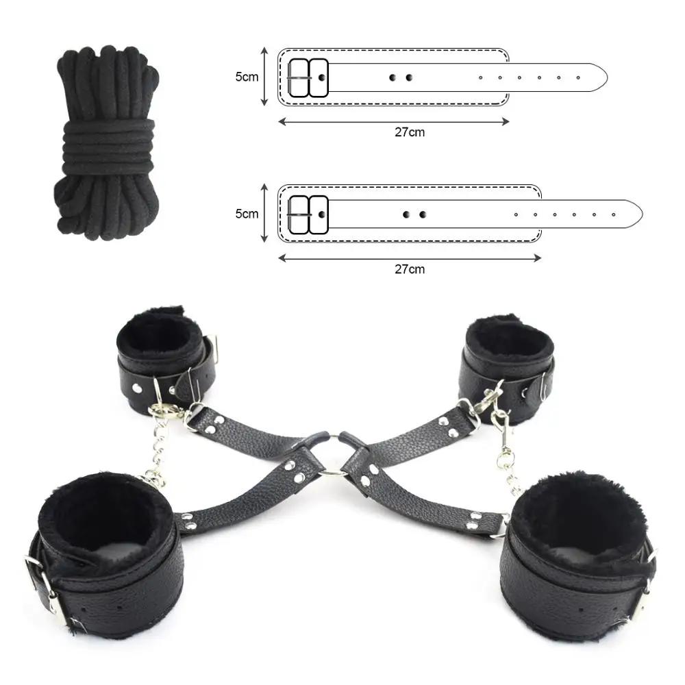 iKenmu Sexy Toy Adult Bondage Bed Punishment Leather Suit Alternative 13 Pieces Sm Set Adult Sexy Suit Plush Alternative Bundled