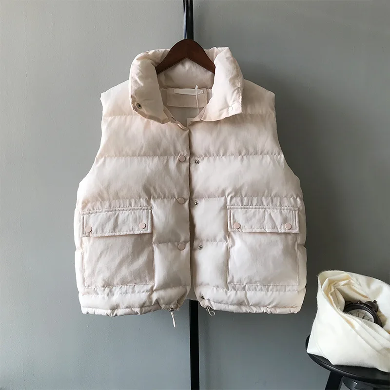 Beige CamKemsey зимние пальто женские корейские повседневные однотонные однобортные куртки с воротником-стойкой зимние куртки с хлопковой подкладкой - Цвет: Beige