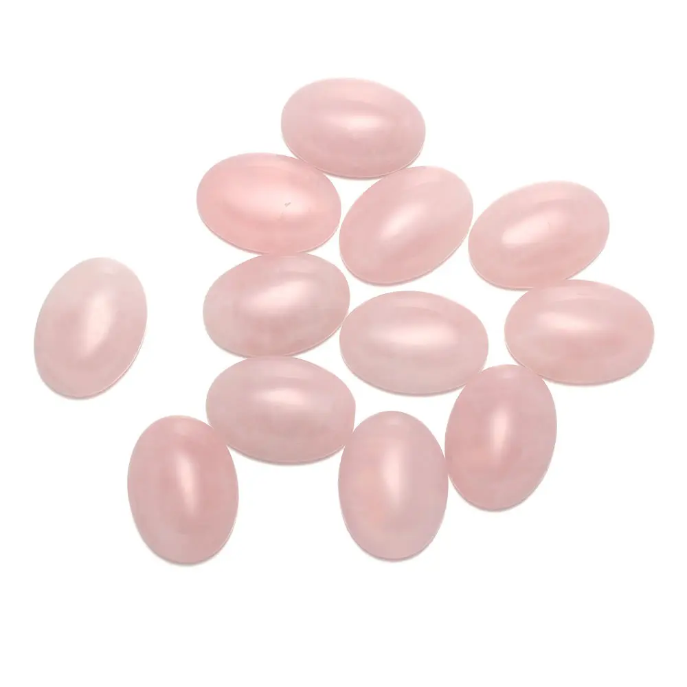 100pcs Natural Stone Egg Shape Rose Quartzs Cabochon Loose Beads for Jewelry Making DIY Bracelets Necklace Rings Accessories