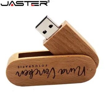 

JASTER 1PCS free custom logo beech Wooden Reversible pen drive 4GB 8GB 16GB 32GB 64GB usb flash drive pendrive memory stick