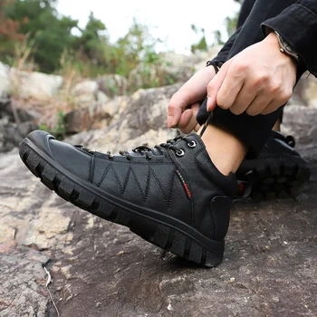 

Men's Shoes Genuine Leather Strap Men's High Upper Shoes 2019 Spring New Tide Shoes Fashion Boots Outdoor hiking shoes