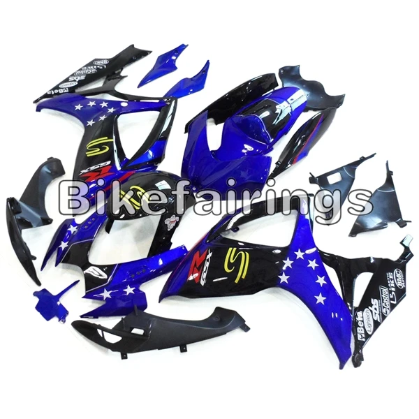 Sportbike капоты подходит для Suzuki 06 07 GSXR600 GSXR750 K6 2006 2007 Чехлы для инжектора сине-черный, сверкающий Набор исследовательский клиентский