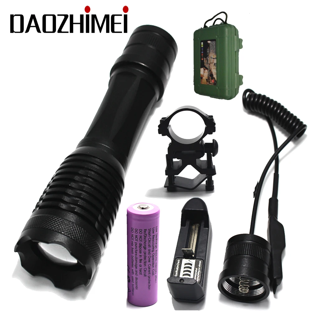 

5000LM High Quality XML-T6 LED Flashlight Hunting Light 5 modes Zoomable spotlight lanterna Torch light+Remote Pressure Switch