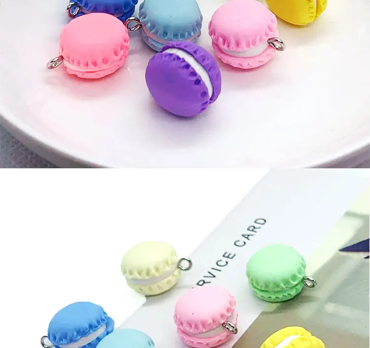 8pcs 15*10mm Kawaii 3D Polymer Clay Cream Macarons Sweet Food Charm Pendants For DIY Decoration Earrings Key Chains Accessories