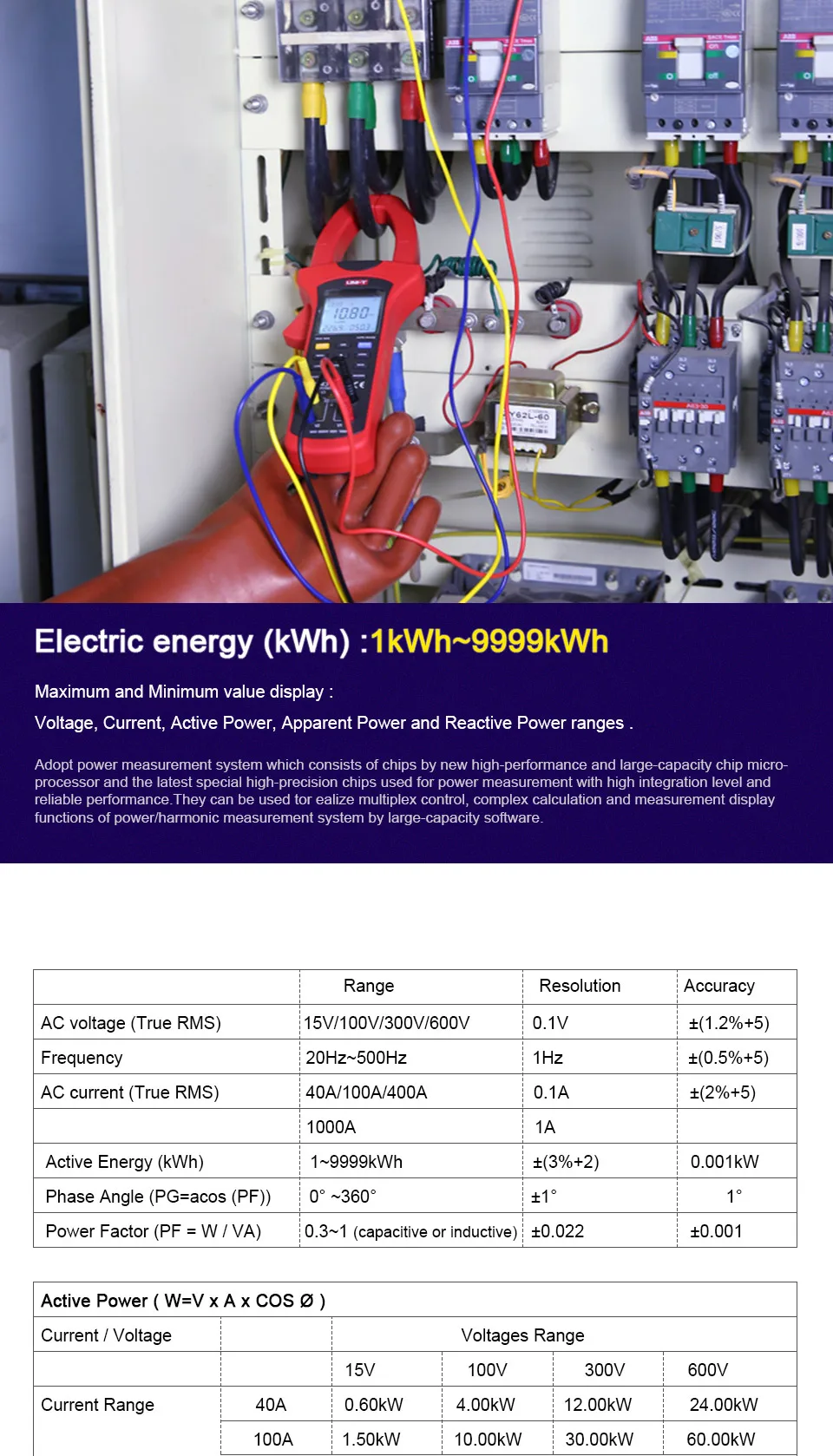 UNI-T UT243 Power Harmonics Clamp Meter True RMS Phase Sequence Detection Max/Min Modes Auto Range 10000 Count LCD Dual Display digital storage oscilloscope