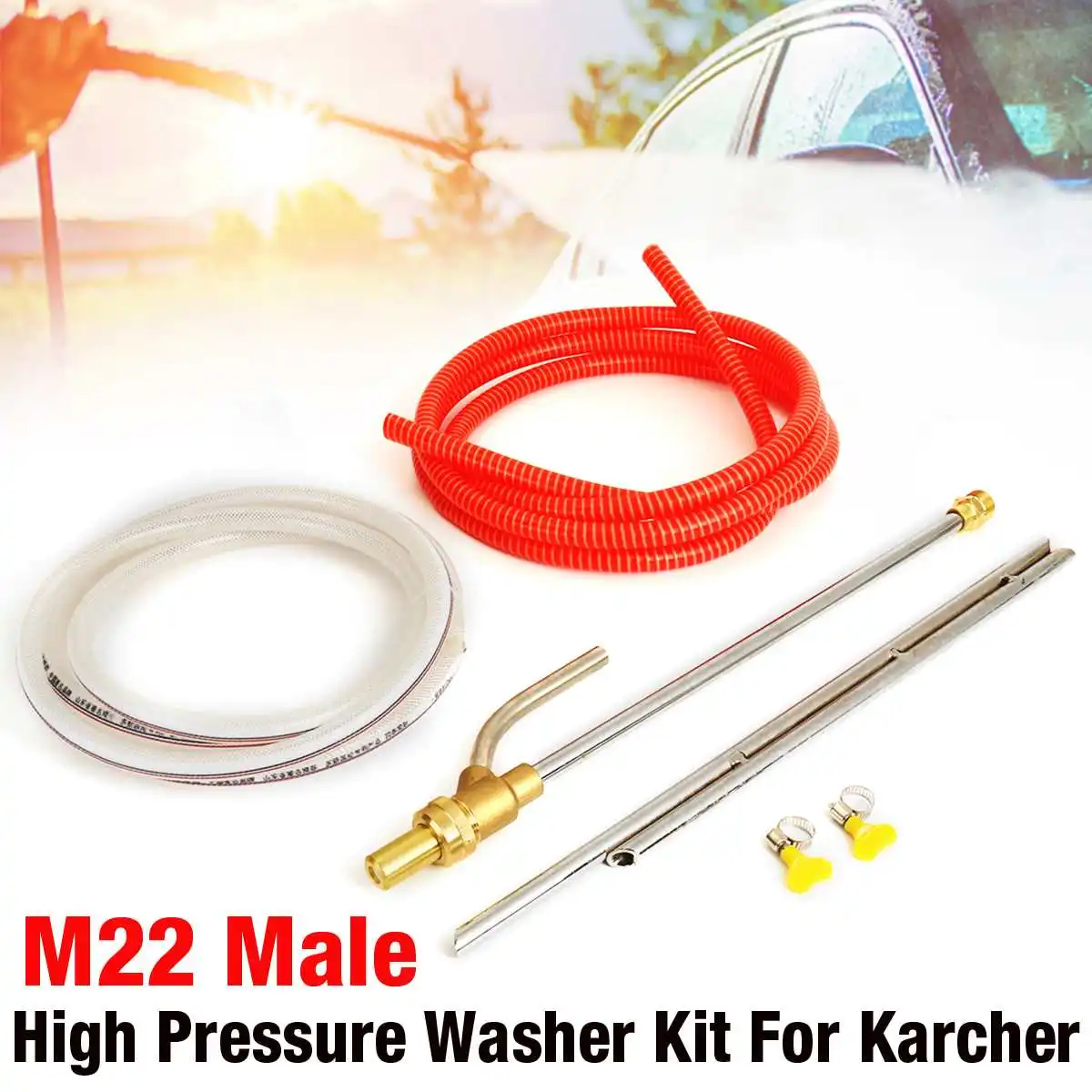 

Washing Machine Lance For Krcher M22 High Pressure White+Red Soft Pipe Hose Garden Water House Connect