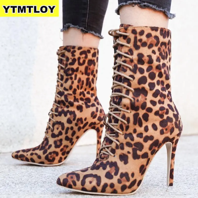 

Size 36-41 Women boots Snake Print Ankle Boots For Women Pointed Toe High Heel Shoes Woman Autumn Winter High Heels Leopard 599