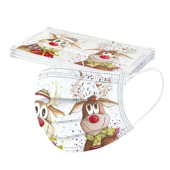 

10 Pcs Disposable Face Mask Adult Christmas Mask Printed Disposable Masks Mascarillas Adult Desechable Mask Faster Delivery