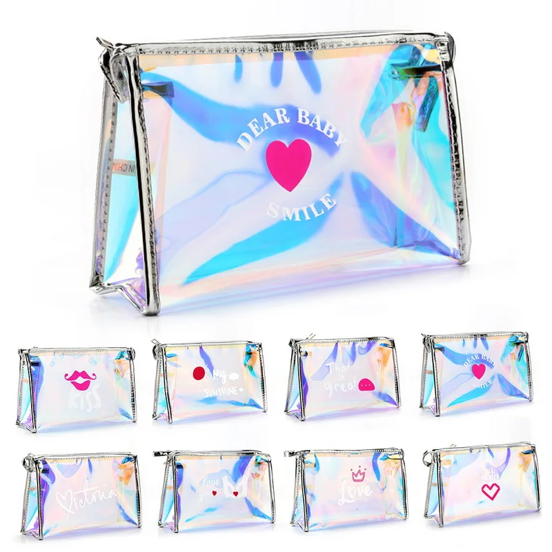 HEFLASHOR женская косметичка, цветная лазерная косметичка, крутая голографическая косметичка, прозрачная сумка, детские мини-сумки для девочек