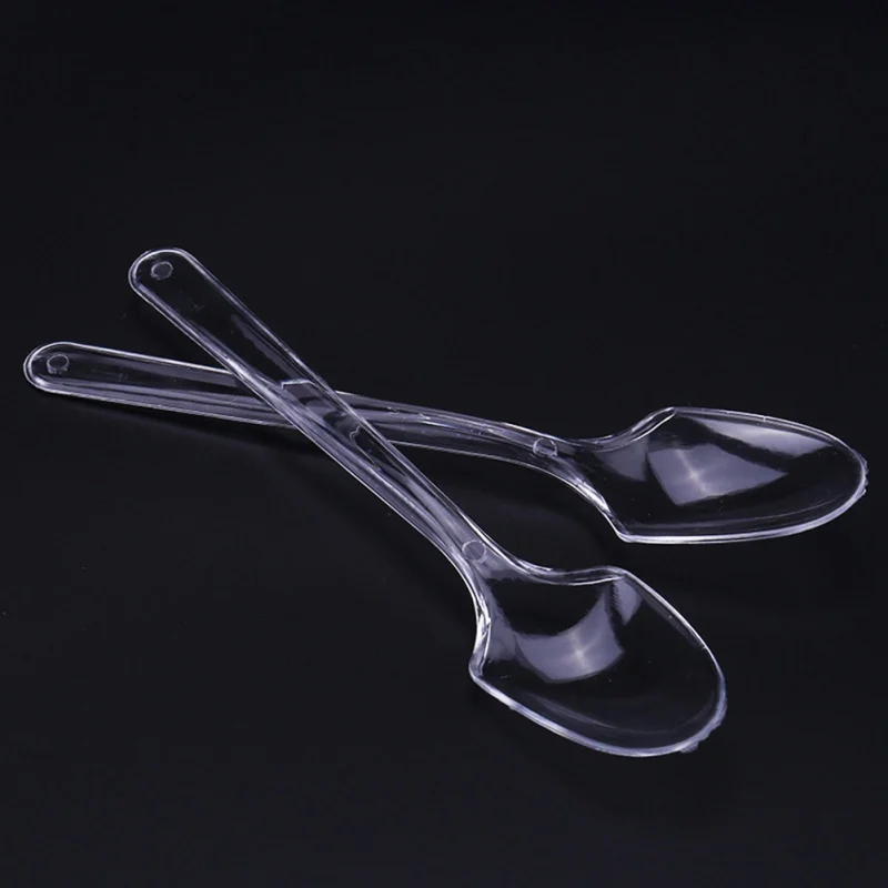 

100PCS Plastic Disposable Spoon Transparent Portable Household Kitchen Tableware for Ice Cream Dessert Appetizer 2020