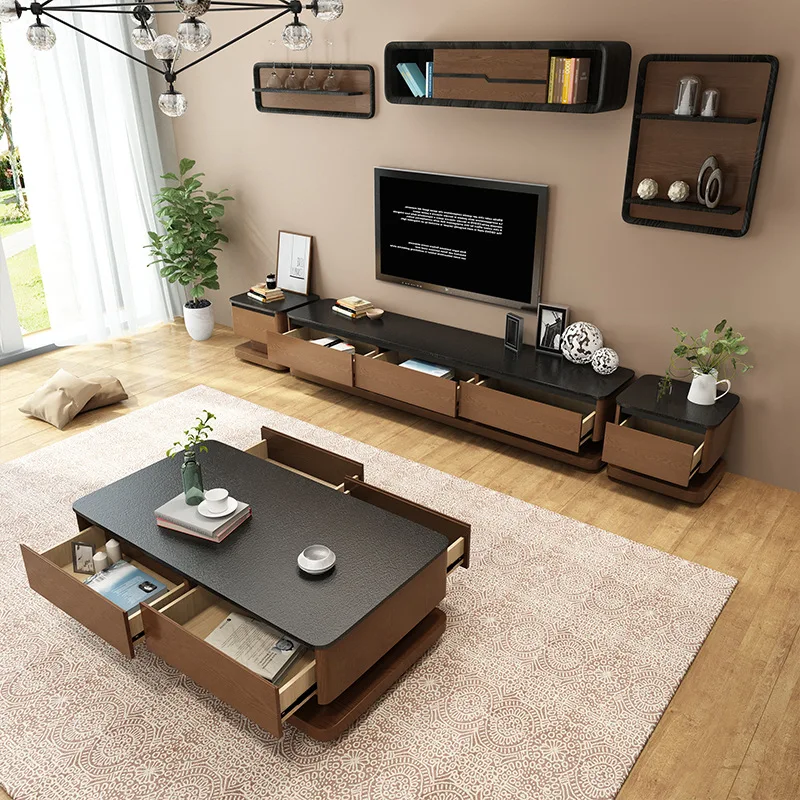 

New Style Fire Stone Teapoy Table TV Cabinet Living Room Outfit Northern European-Style Black And White with Pattern Fire Stone