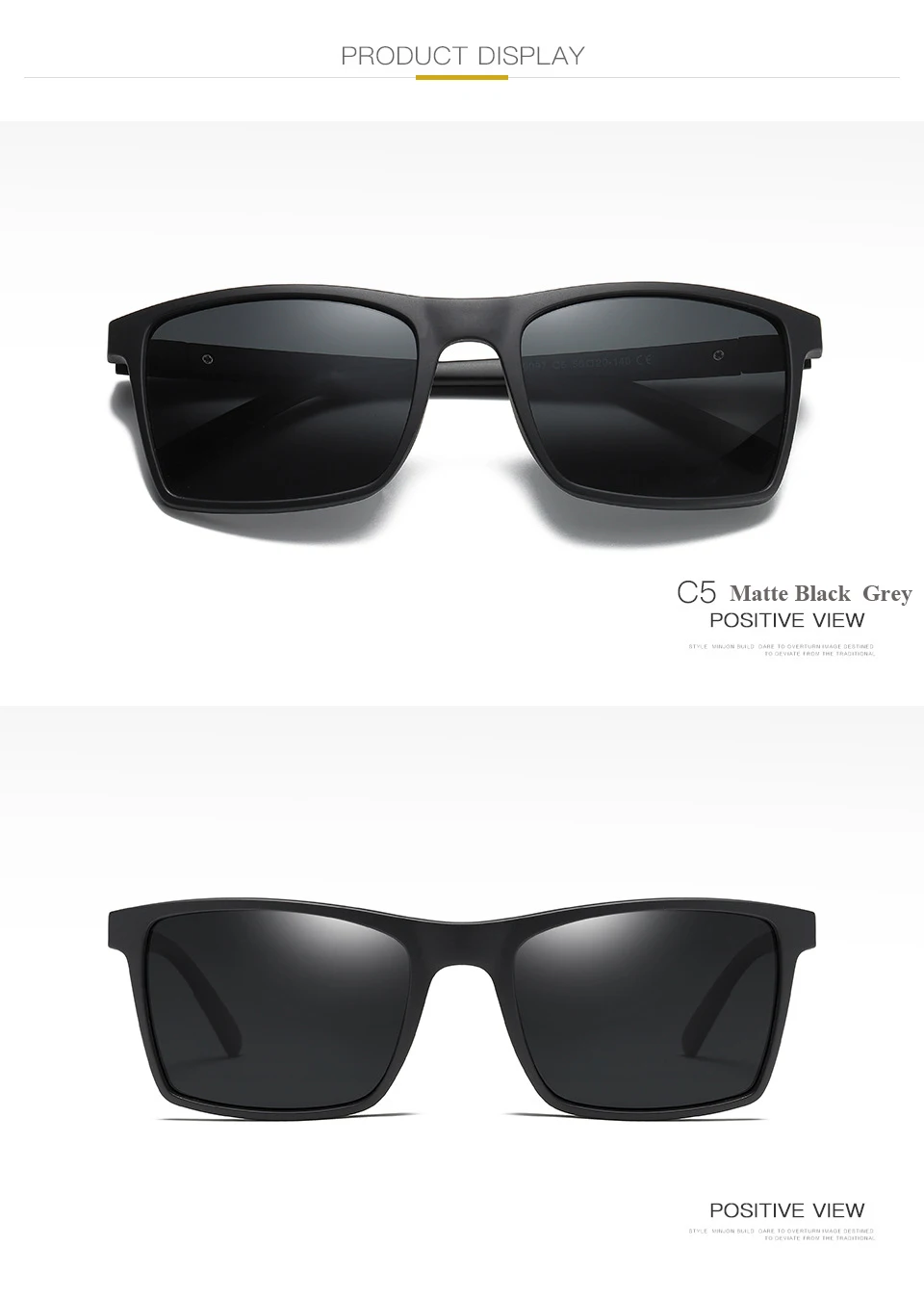 Ruosyling матовые черные солнцезащитные очки для водителей мужские Поляризованные TR 90 сверхлегкие темные солнцезащитные очки UV 400 гибкие Квадратные Солнцезащитные очки 80 s