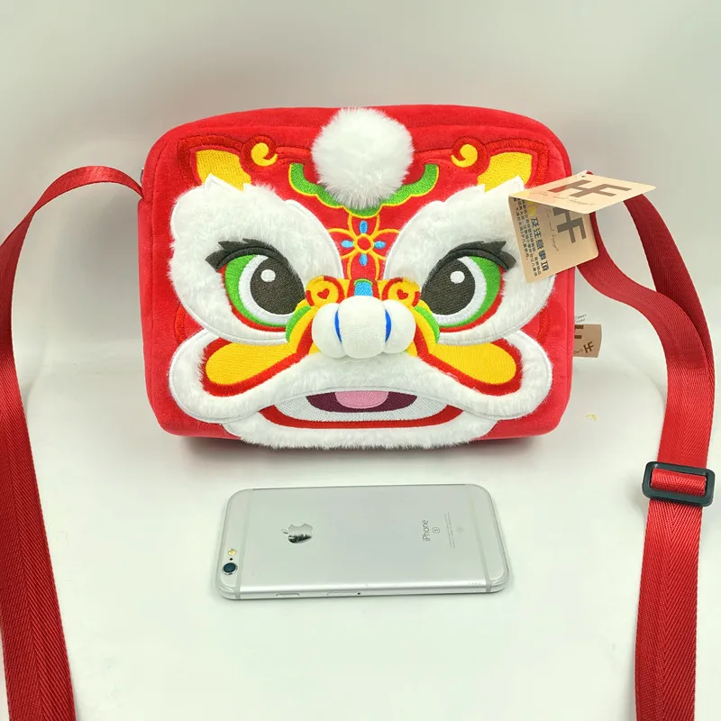 novo auspicioso boneca leão dança estilo chinês mochila saco do mensageiro