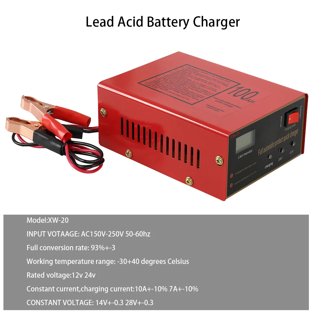 Автомобильный Батарея Зарядное устройство 12V/24V 10A 6 105AH Мотоцикл Защита свинцово