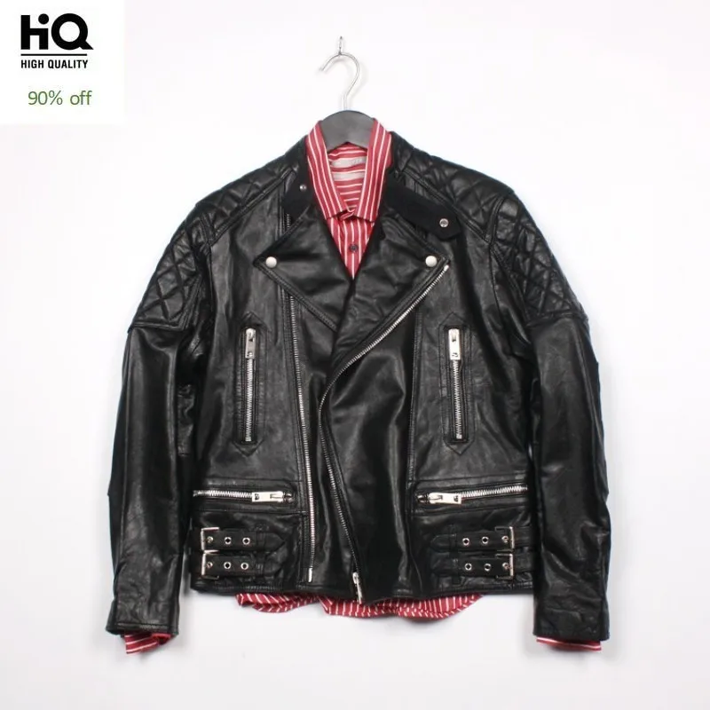 

2020 New Mens Real Leather Motorcycle Jacket Winter Coat Men Warm Genuine Leather Jackets Punk Buckle Biker Windbreaker Overcoat