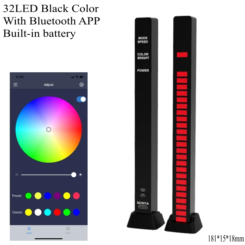 음성 앱 제어 스테레오 음악 스펙트럼 LED 조명, 오디오 레벨 표시기 앰프, VU 미터, 자동차 플레이어 조명, 분위기 램..