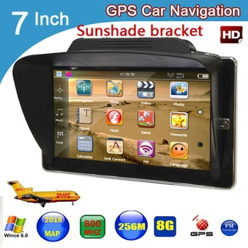 

Free dhl shipping! 7 inch truck bluetooth avin Navigation DDR 256M 8GB gps navigator maps for Europe/USA/spanish with sunshade