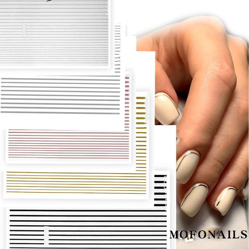 

10pcs Nail Sticker Decal Gold/silver/black/white Adhesive Transfer Sticker Strip Line Multi-size Strip Nail Art Transfer Sticker