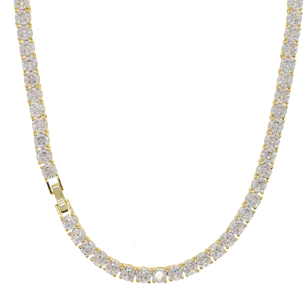 glitter 18kコーティングバケットテニスチェーン5mm 55cm Baguette