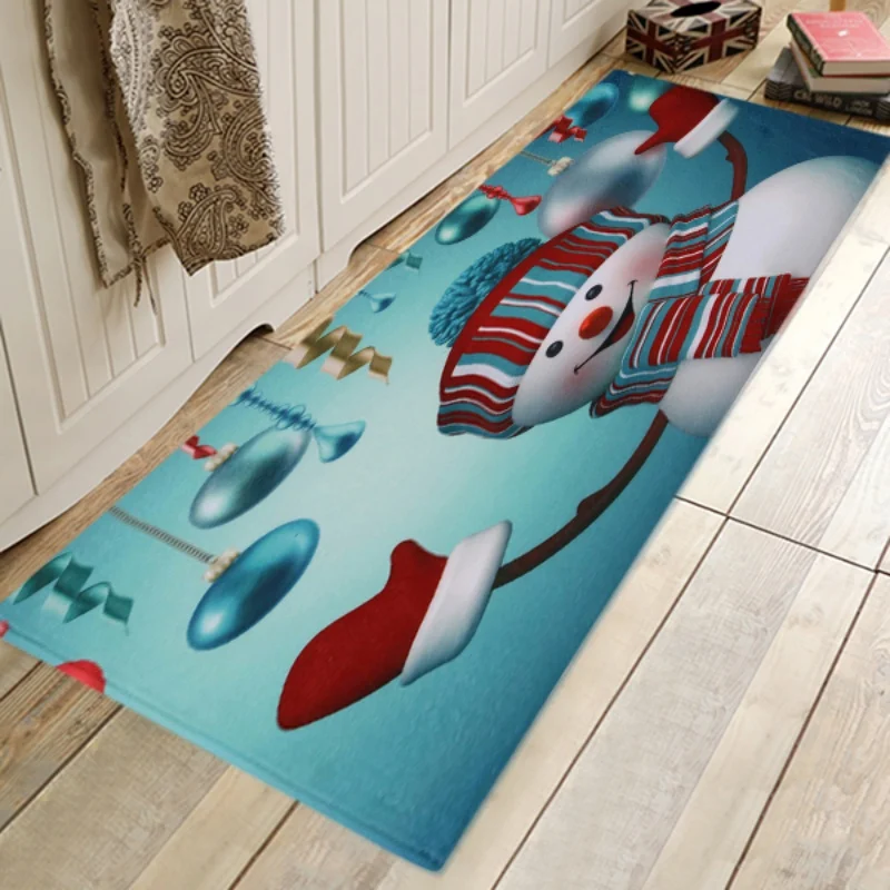 D 3D Рождественский снеговик Противоскользящий коврик фланелевый кухня столовая комната камин пол коврик Рождественское украшение для дома пол ковер - Цвет: D
