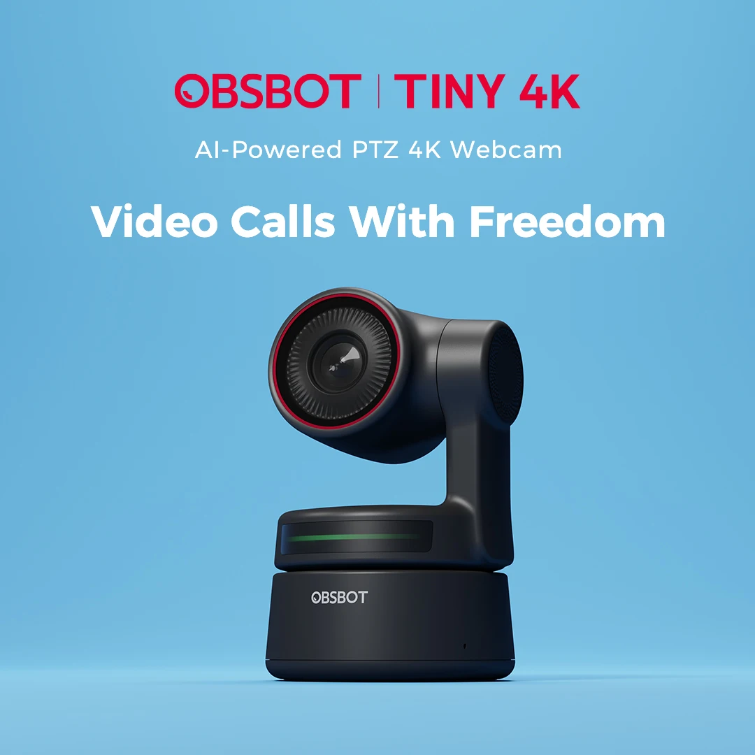 OBSBOT Tiny PTZ 4K Webcam, AI Powered Framing & Autofocus, 4K Video  Conference Camera with Omni-Directional Microphones, Auto tracking with 2  axis