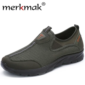 

Merkmak Comfortable Big Size 48 Men Casual Shoes Breathable Mesh Men Sneakers 2020 Summer Non-slip Outdoor Hiking Shoes for Men